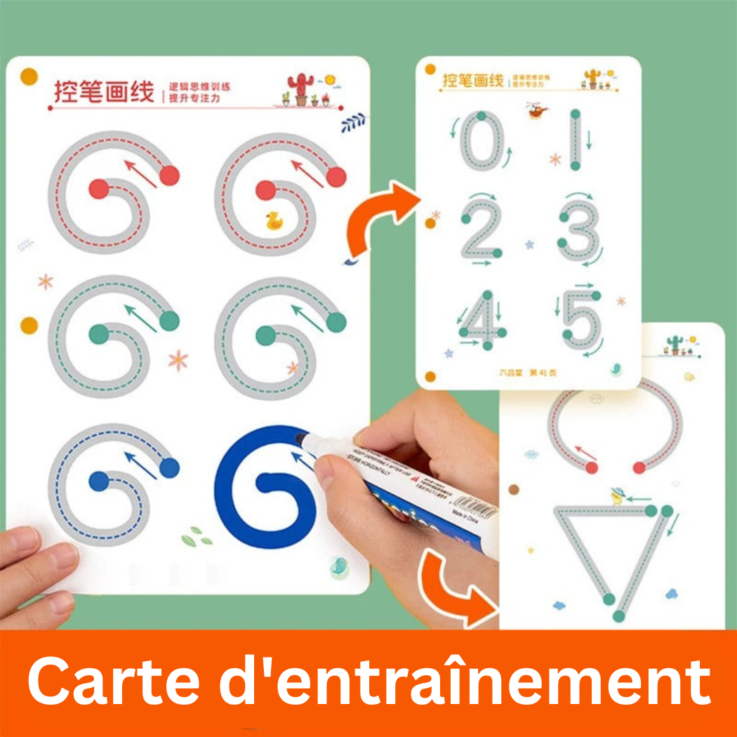 Ensemble de Livres de Traçage Magiques pour Enfants – Cahiers Réutilisables d’Écriture, Lettres et Chiffres Montessori