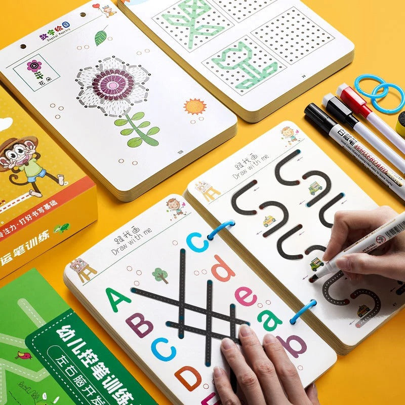 Ensemble de Livres de Traçage Magiques pour Enfants – Cahiers Réutilisables d’Écriture, Lettres et Chiffres Montessori
