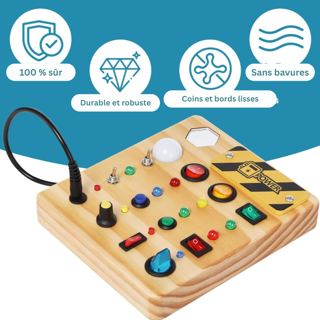 Tableau d’Activités Éducatif Montessori avec Lumières LED – Jeu Sensoriel et d’Éveil pour Enfants