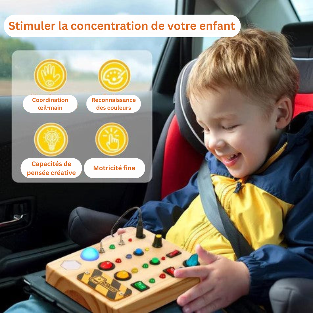Tableau d’Activités Éducatif Montessori avec Lumières LED – Jeu Sensoriel et d’Éveil pour Enfants