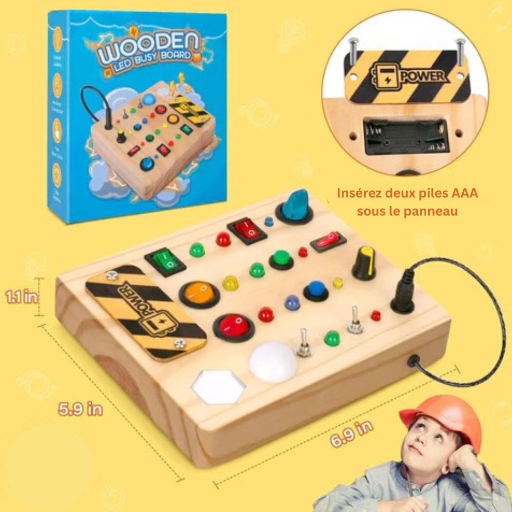 Tableau d’Activités Éducatif Montessori avec Lumières LED – Jeu Sensoriel et d’Éveil pour Enfants