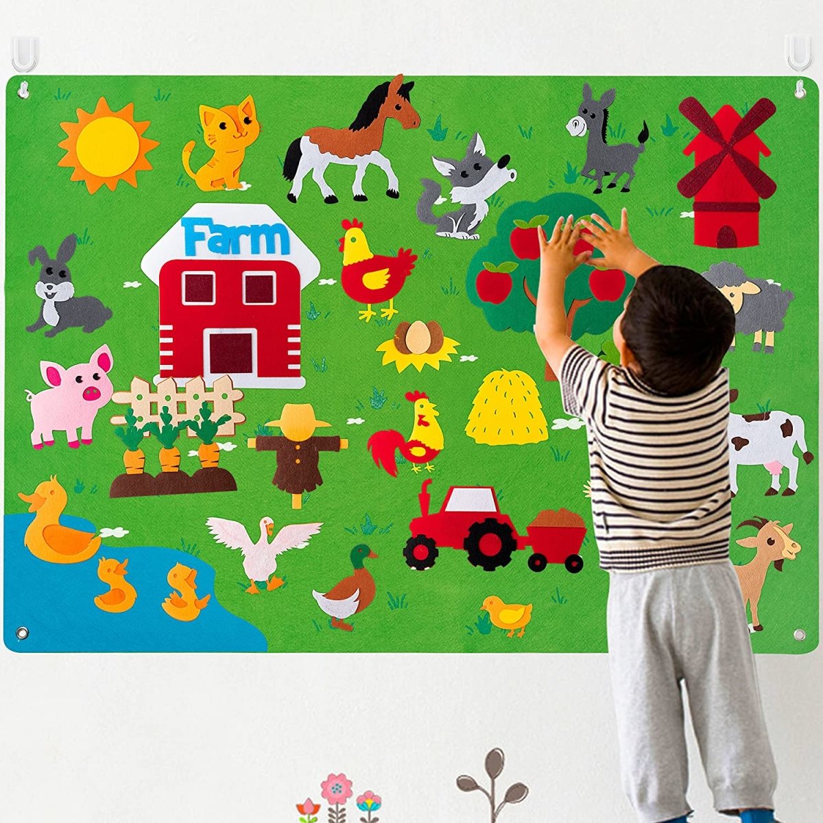 Tableau en feutre Montessori Farm – Ensemble éducatif de 33 animaux pour enfants et tout-petits