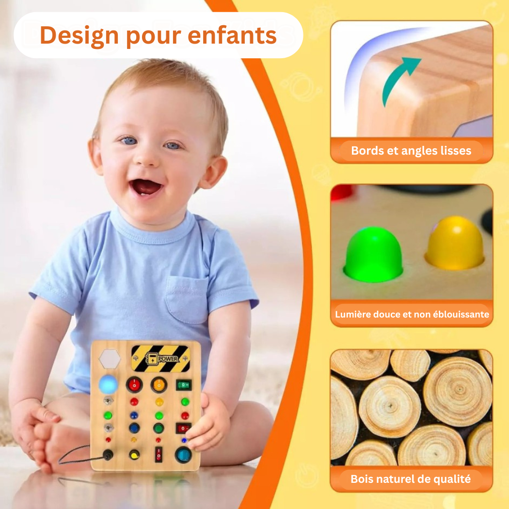 Tableau d’Activités Éducatif Montessori avec Lumières LED – Jeu Sensoriel et d’Éveil pour Enfants