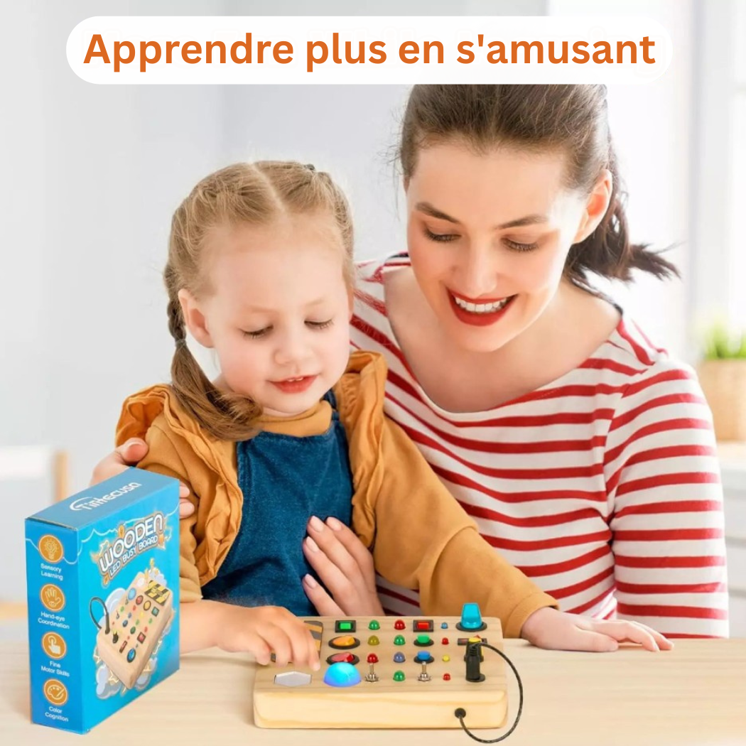 Tableau d’Activités Éducatif Montessori avec Lumières LED – Jeu Sensoriel et d’Éveil pour Enfants