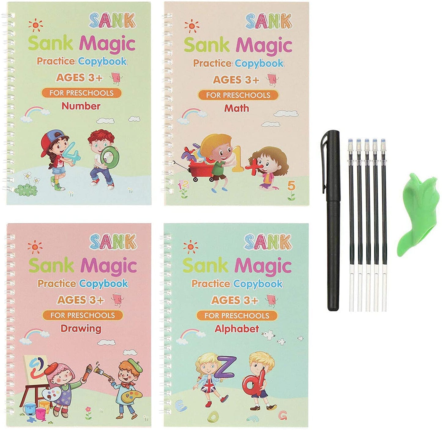 Cahiers Magiques de Pratique Réutilisables – Apprentissage de l’Écriture, Lettres et Chiffres pour Enfants Montessori