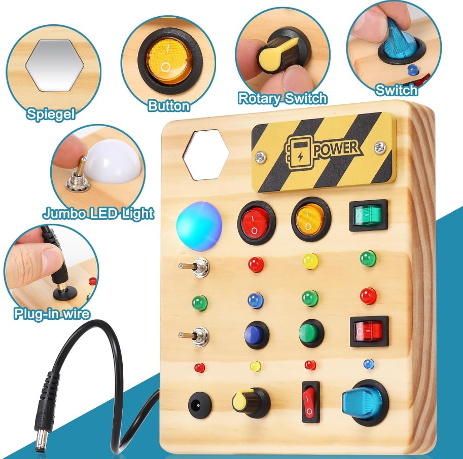Tableau d’Activités Éducatif Montessori avec Lumières LED – Jeu Sensoriel et d’Éveil pour Enfants