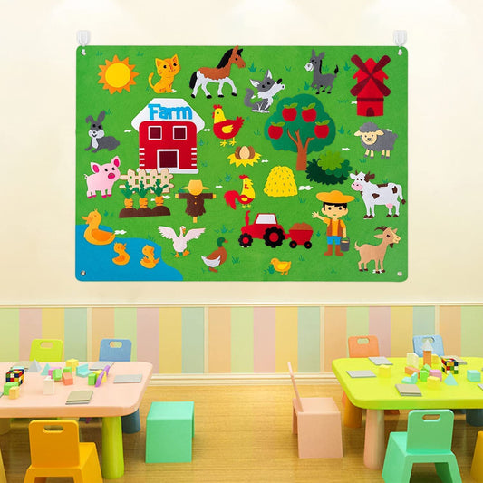 Tableau en feutre Montessori Farm – Ensemble éducatif de 33 animaux pour enfants et tout-petits