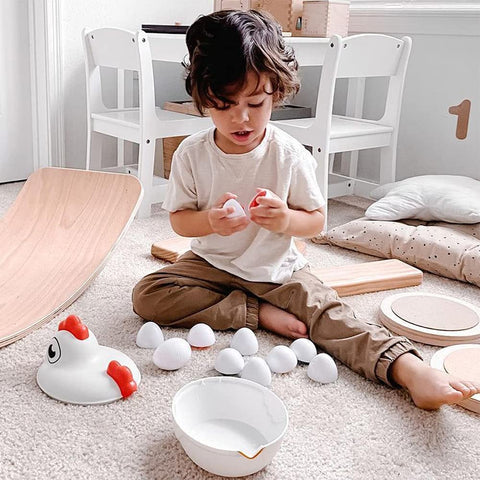 Œufs assortis Montessori Maman Poule – Jouet éducatif d'apprentissage des formes et des couleurs pour les tout-petits
