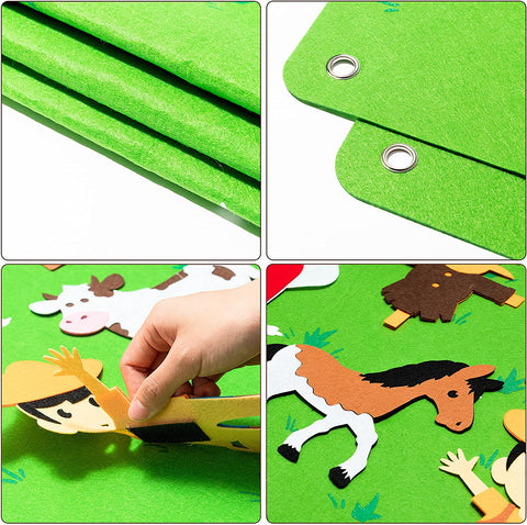 Tableau en feutre Montessori Farm – Ensemble éducatif de 33 animaux pour enfants et tout-petits