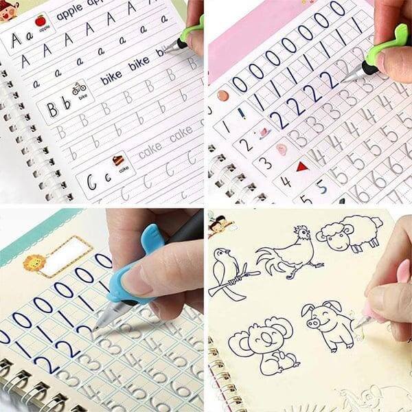 Cahiers Magiques de Pratique Réutilisables – Apprentissage de l’Écriture, Lettres et Chiffres pour Enfants Montessori