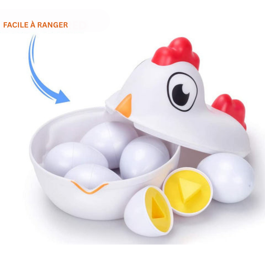 Œufs assortis Montessori Maman Poule – Jouet éducatif d'apprentissage des formes et des couleurs pour les tout-petits