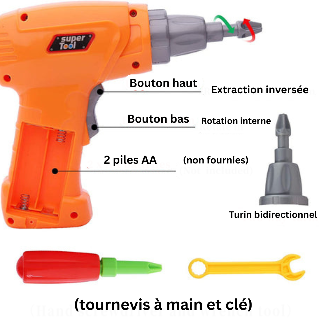 Kit de Construction Éducatif STEM avec Perceuse Électrique – Jeu de Bricolage Créatif 237 Pièces pour Enfants