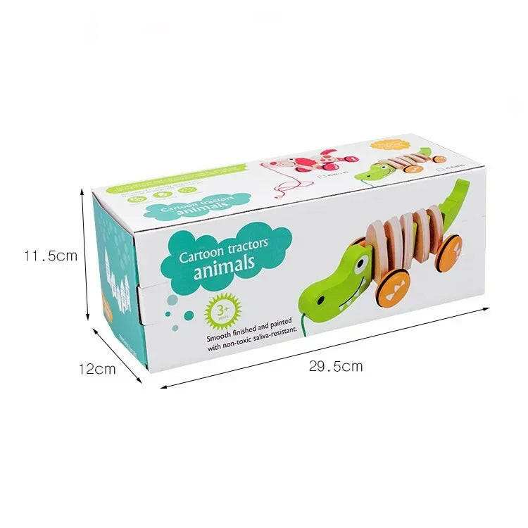 Jouet à tirer en bois pour tout-petits – Jouet éducatif à tirer en forme de chien et de crocodile pour enfants