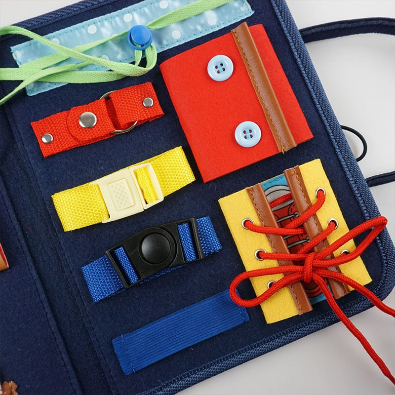 Montessori Busy Board – Jouet d'activités sensorielles en bois pour le développement de la motricité fine des tout-petits