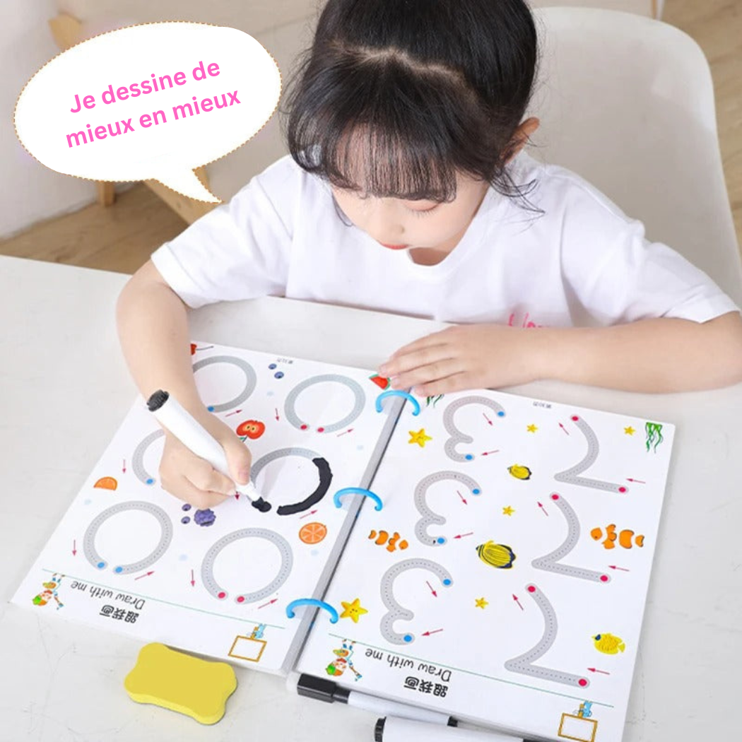 Ensemble de Livres de Traçage Magiques pour Enfants – Cahiers Réutilisables d’Écriture, Lettres et Chiffres Montessori