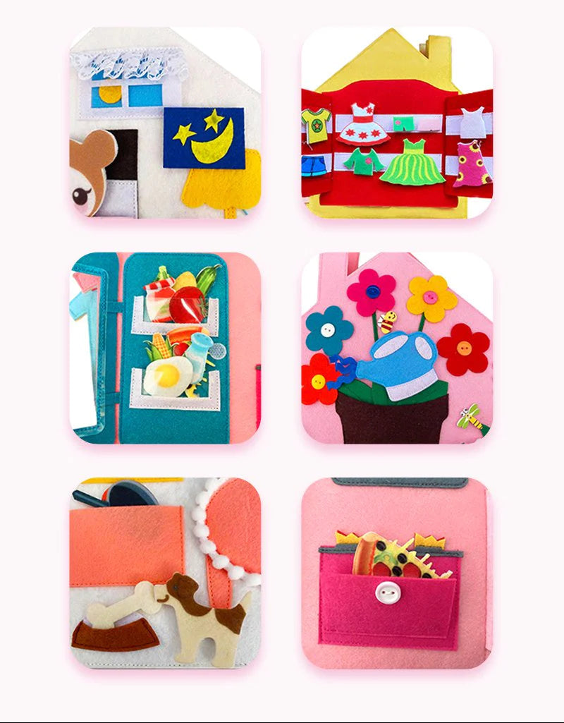 Livre d'éveil Montessori pour tout-petits – Jouet éducatif interactif de voyage pour la motricité fine et l'apprentissage sans écran