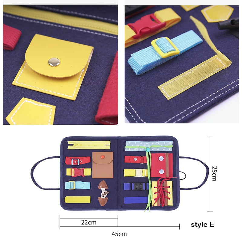 Montessori Busy Board – Jouet d'activités sensorielles en bois pour le développement de la motricité fine des tout-petits
