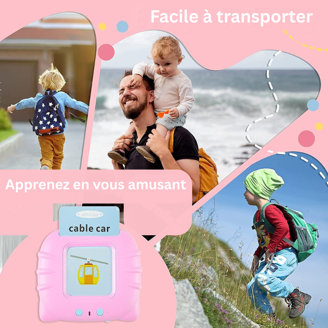 Appareil Éducatif Parlant Montessori avec Cartes Flash – Jouet d’Apprentissage Interactif pour Enfants