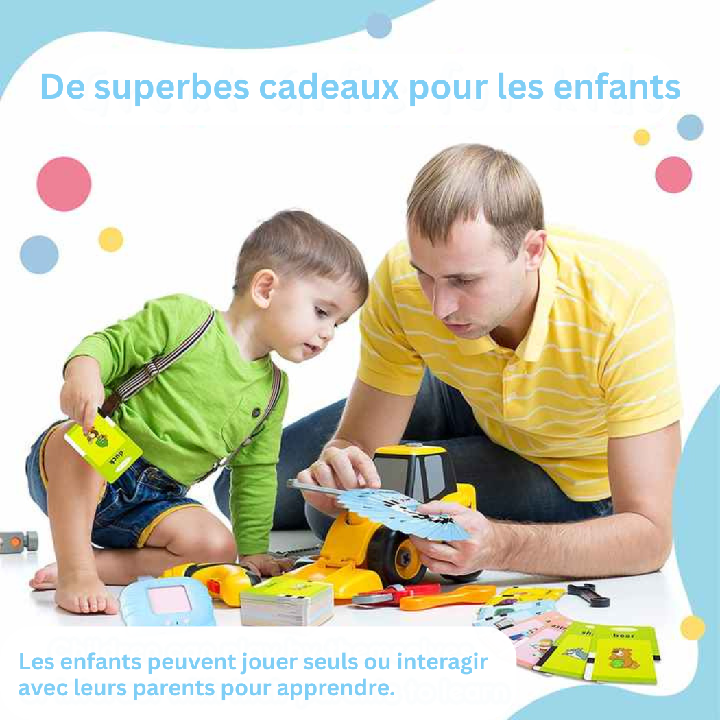 Appareil Éducatif Parlant Montessori avec Cartes Flash – Jouet d’Apprentissage Interactif pour Enfants