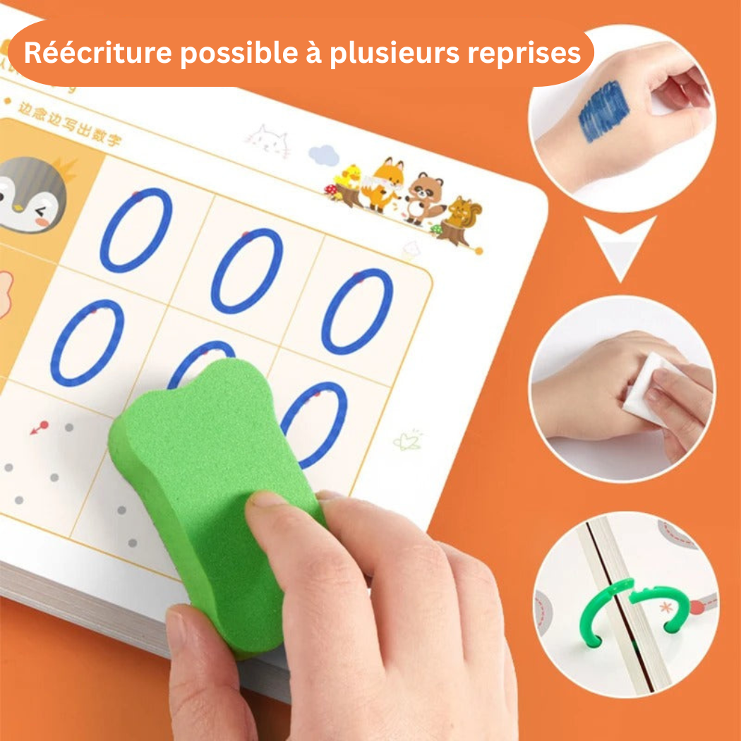 Ensemble de Livres de Traçage Magiques pour Enfants – Cahiers Réutilisables d’Écriture, Lettres et Chiffres Montessori