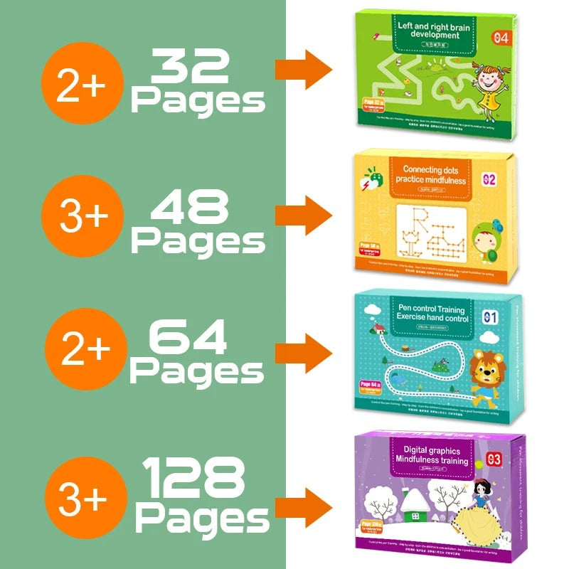 Ensemble de Livres de Traçage Magiques pour Enfants – Cahiers Réutilisables d’Écriture, Lettres et Chiffres Montessori