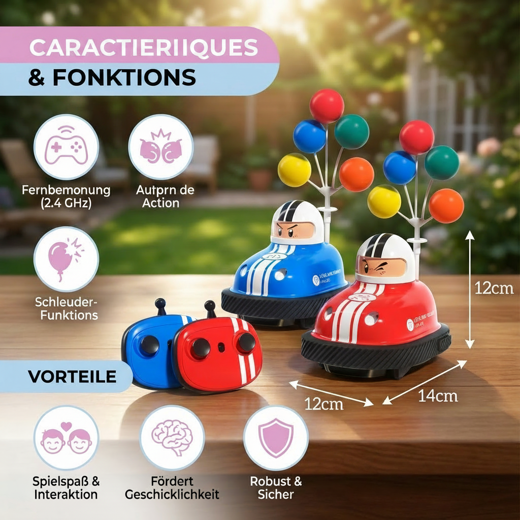 Voitures Tamponneuses Télécommandées avec Lanceur – Lumières LED & Recharge USB | Dès 3 ans
