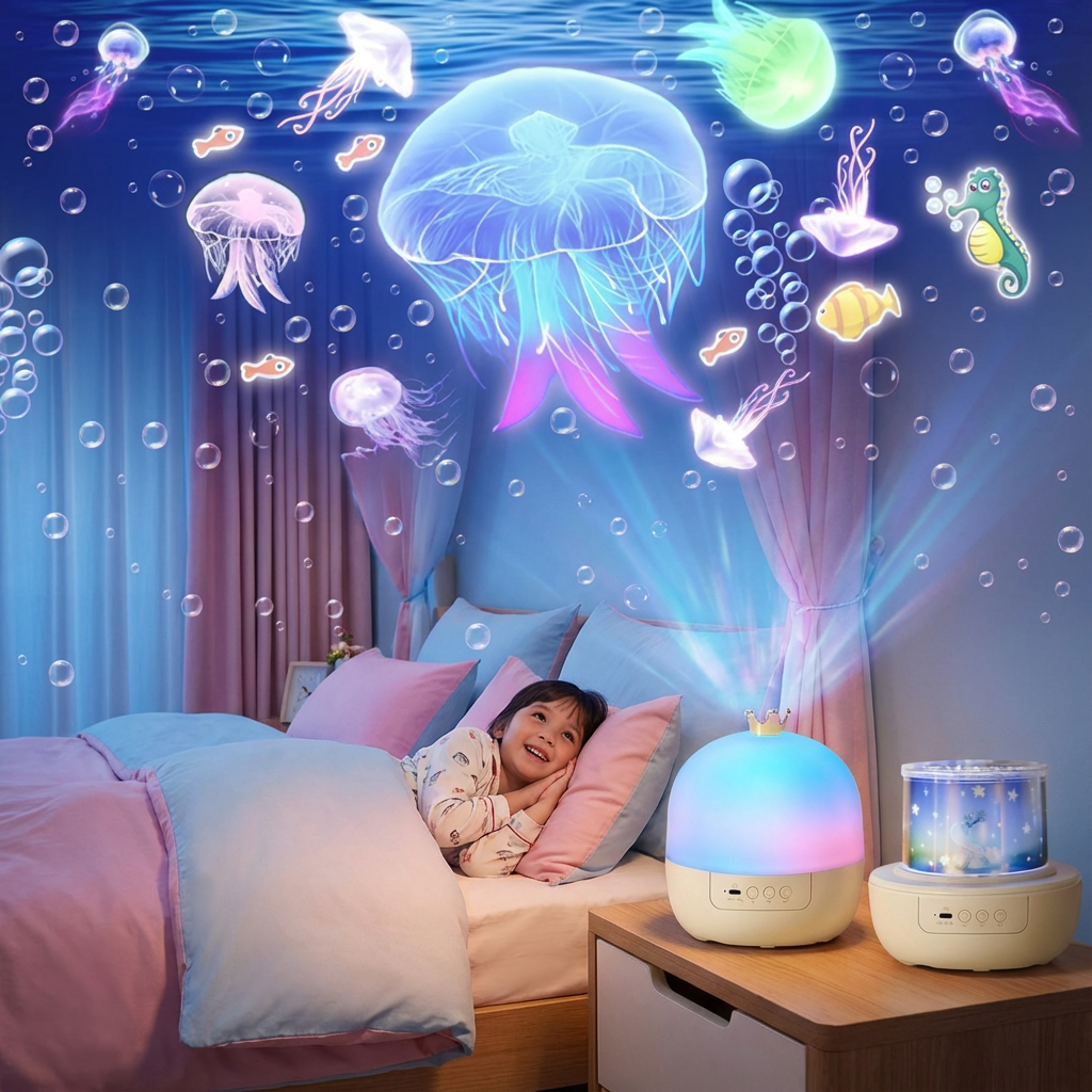 Veilleuse et projecteur 2-en-1 pour enfants – Lampe LED ciel étoilé pour chambre d'enfant