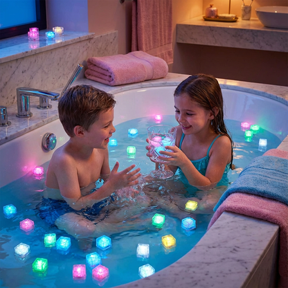 Lot de 6 Cubes Lumineux de Bain – LEDs Magiques qui S’allument dans l’Eau