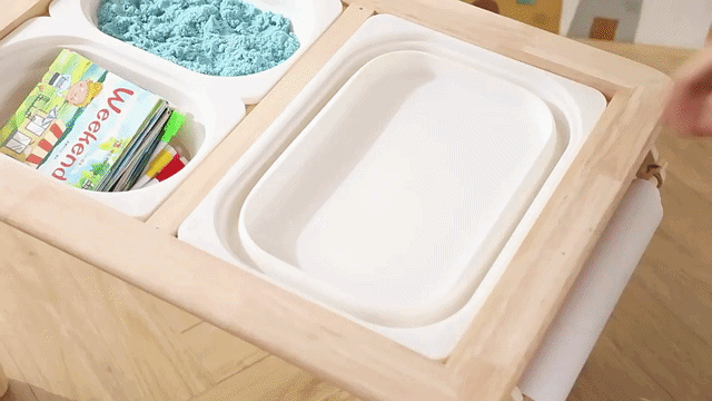 Table Sensorielle Montessori 2 Niveaux – Hauteur Réglable, Plateau et Bacs Intérieurs