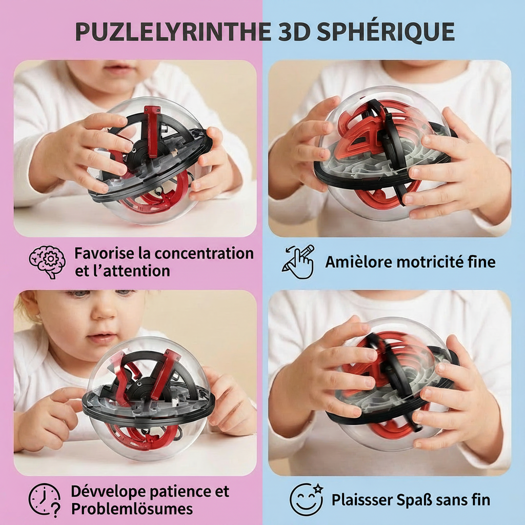 Puzzle Labyrinthe à Bille 3D – Jeu de Logique et d’Adresse pour Enfants