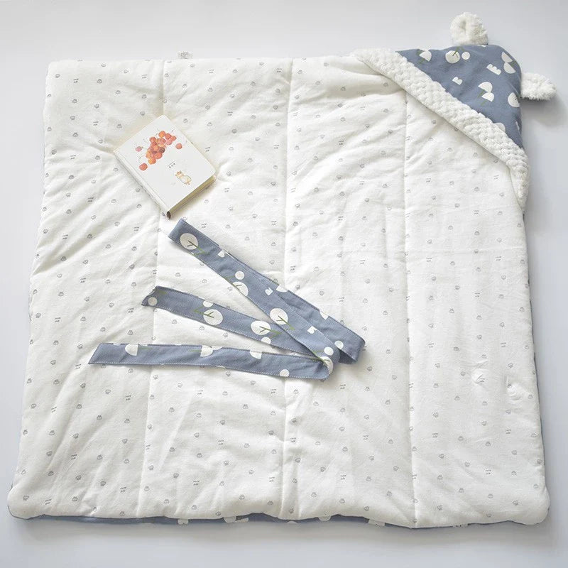 Couverture d’Emmaillotage à Capuche pour Bébé – Couverture Polaire Douce avec Oreilles