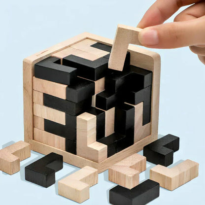 Puzzle 3D en Bois – Jeu de Réflexion et Casse-Tête pour Enfants et Adultes