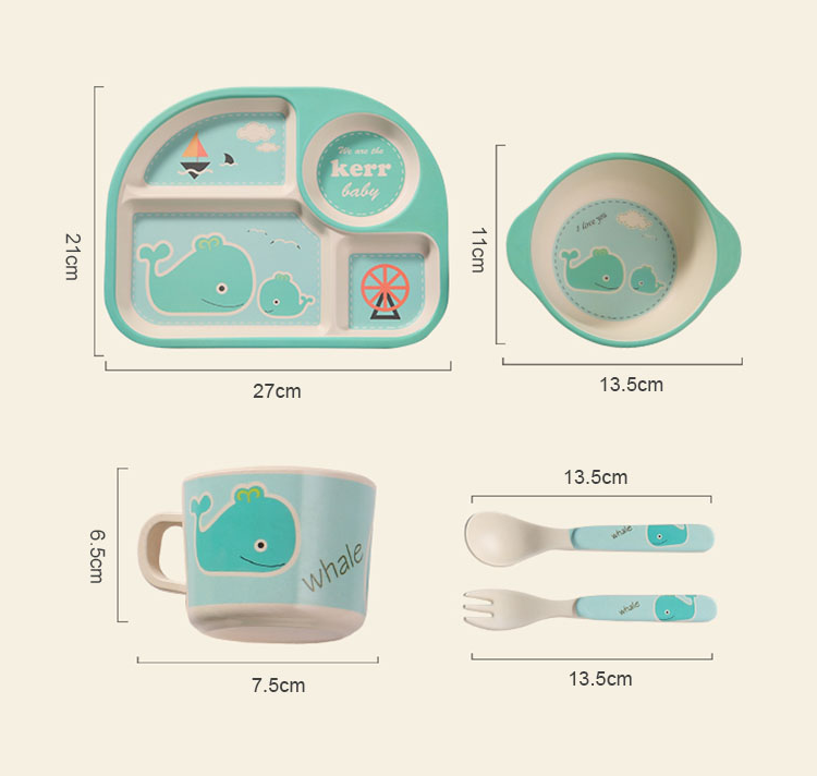 Coffret Repas Bébé Motif Nuage – Assiette, Bol, Tasse & Couverts pour Enfant