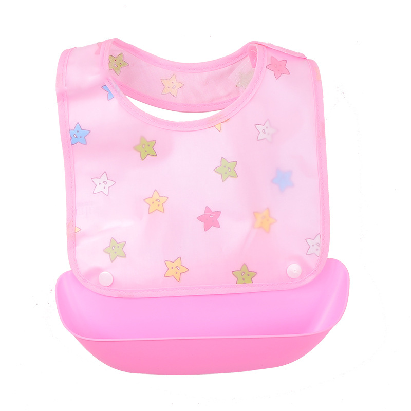 Bavoir Bébé en Silicone avec Poche Récupératrice Imperméable