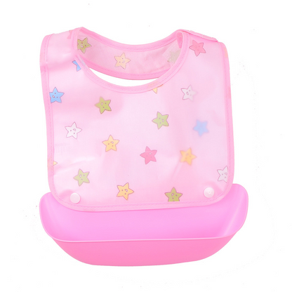 Bavoir Bébé en Silicone avec Poche Récupératrice Imperméable