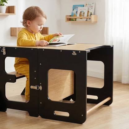 Tour d’apprentissage convertible avec tableau noir et table