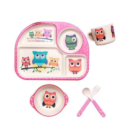Coffret Repas Bébé Motif Nuage – Assiette, Bol, Tasse & Couverts pour Enfant