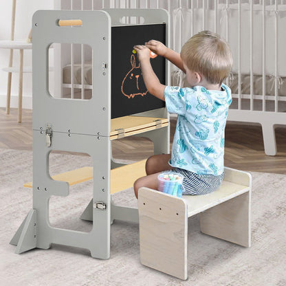 Tour d’apprentissage convertible avec tableau noir et table