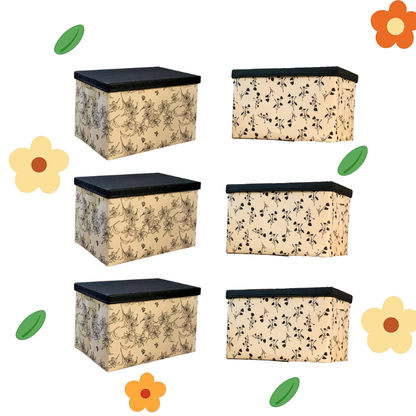 Lot de 6 boîtes de rangement pliables avec couvercle empilable