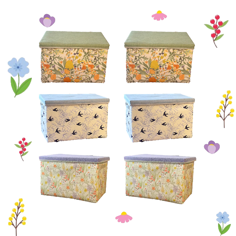 Lot de 6 boîtes de rangement pliables avec couvercle empilable
