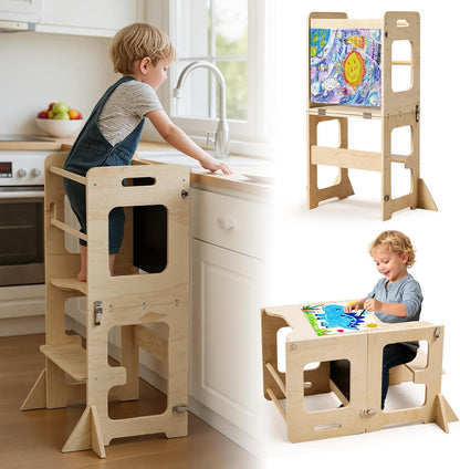 Tour d’apprentissage convertible avec tableau noir et table