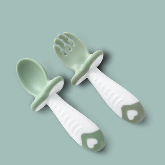 Set de Couverts pour Bébé – Cuillère et Fourchette Ergonomiques en Silicone pour Tout-Petits
