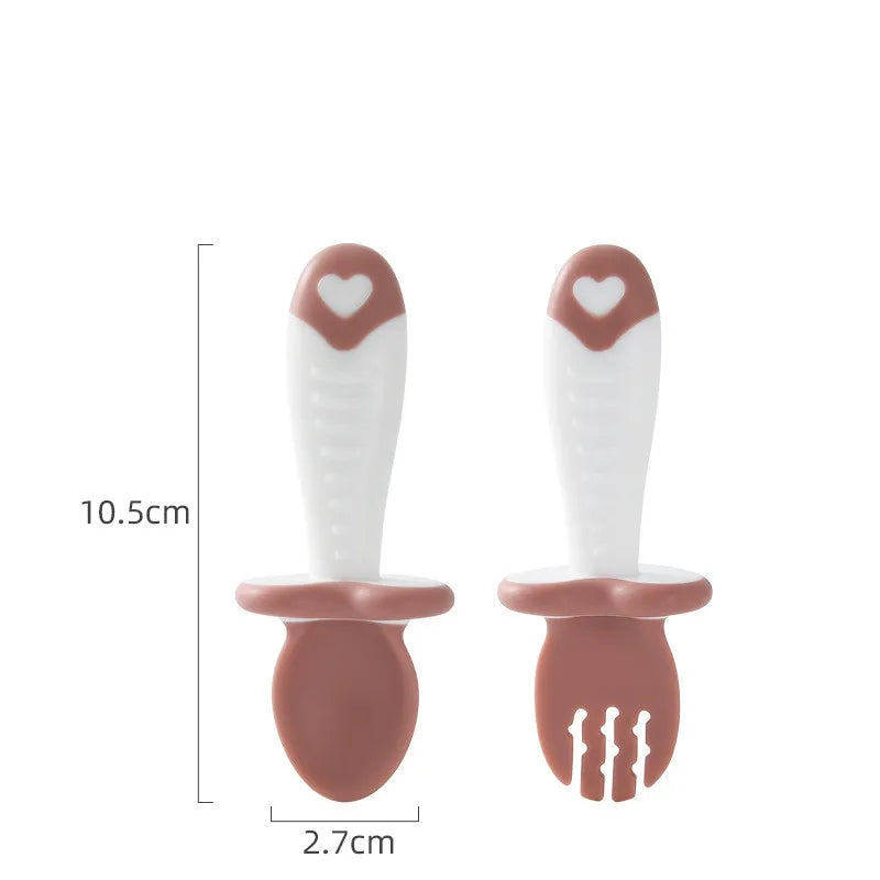 Set de Couverts pour Bébé – Cuillère et Fourchette Ergonomiques en Silicone pour Tout-Petits