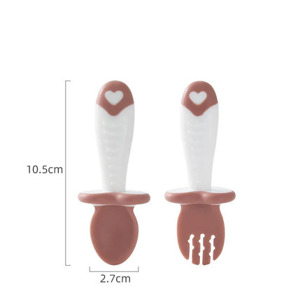Set de Couverts pour Bébé – Cuillère et Fourchette Ergonomiques en Silicone pour Tout-Petits
