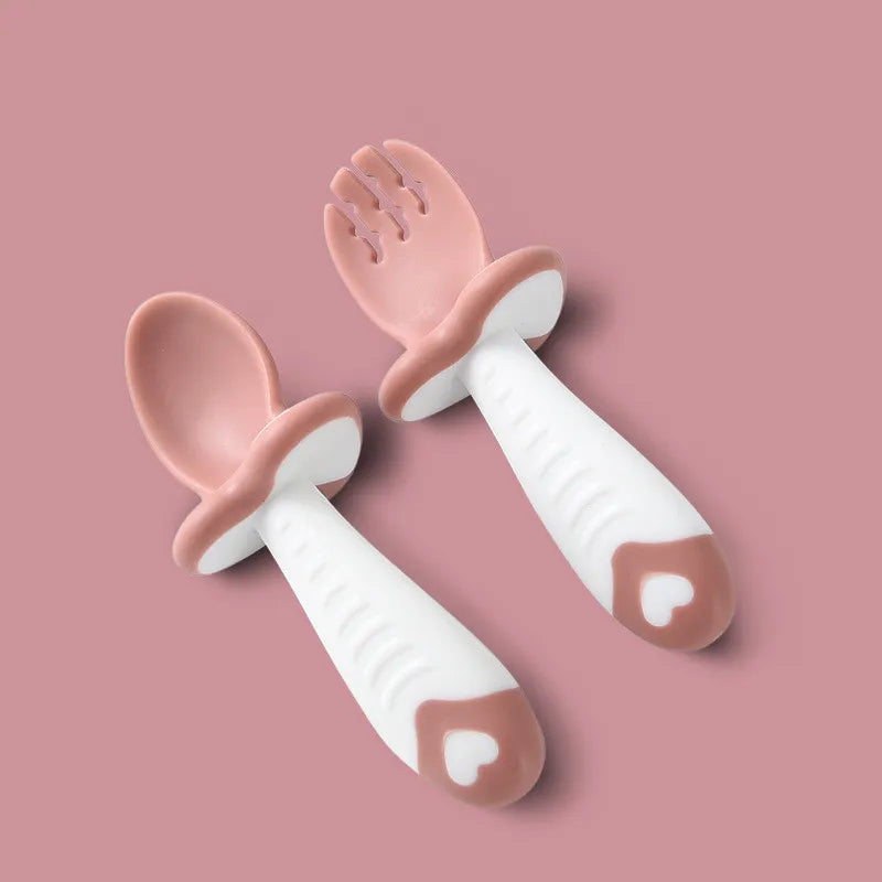 Set de Couverts pour Bébé – Cuillère et Fourchette Ergonomiques en Silicone pour Tout-Petits