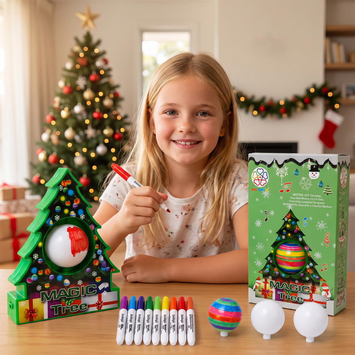 Kit de décoration de boules de Noël avec support sapin rotatif