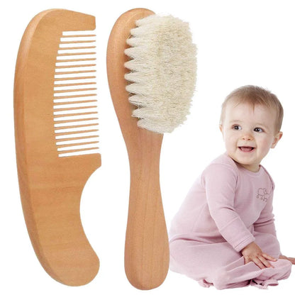 Kit de Soin Capillaire Bébé avec Brosse et Peigne en Bois