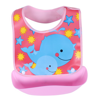 Bavoir Bébé en Silicone avec Poche Récupératrice Imperméable