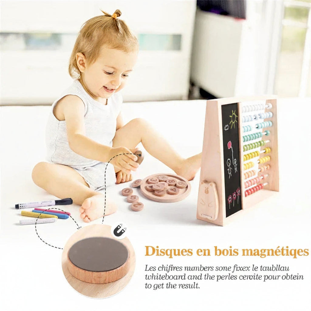 Boulier magnétique en bois avec chiffres et couleurs