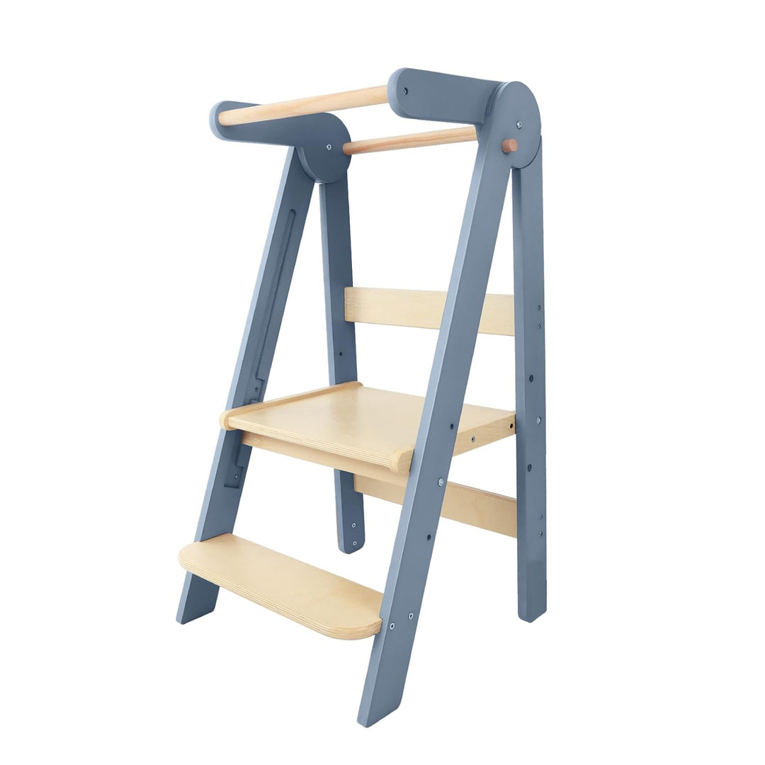 Tour d'apprentissage pliable pour enfants avec tabouret escamotable